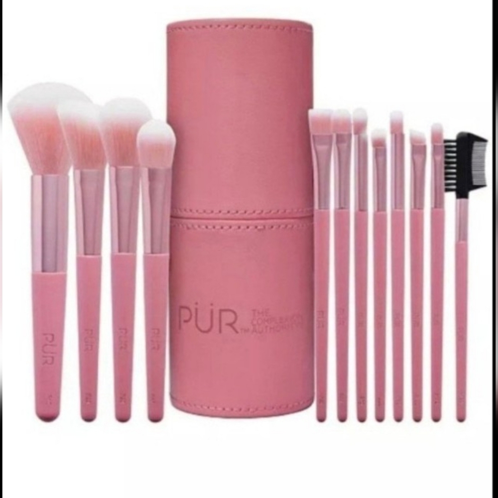 PÜR Pink Makeup Brush Set with Case brand New
